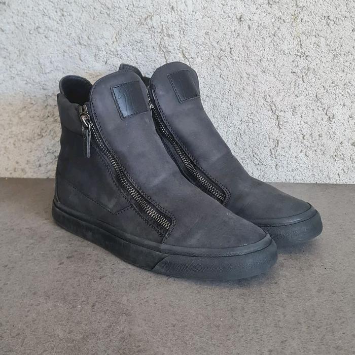 GIUSEPPE ZANOTTI ITALY HI TOP SNEAKERS FULL BLACK SIZE 42