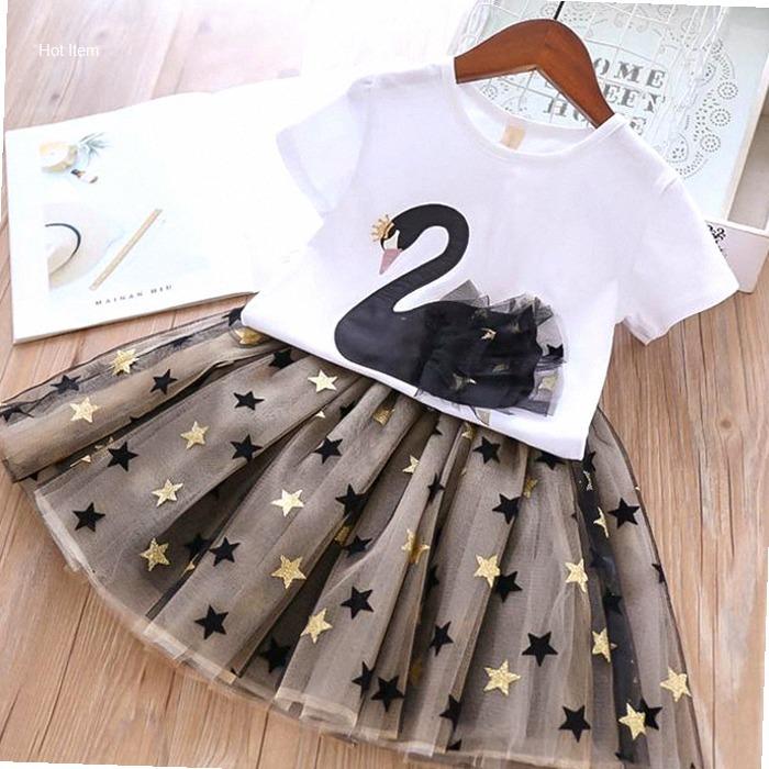 SETELAN ROK TUTU ANAK PEREMPUAN BORDIR ANGSA IMPORT | Hot Item