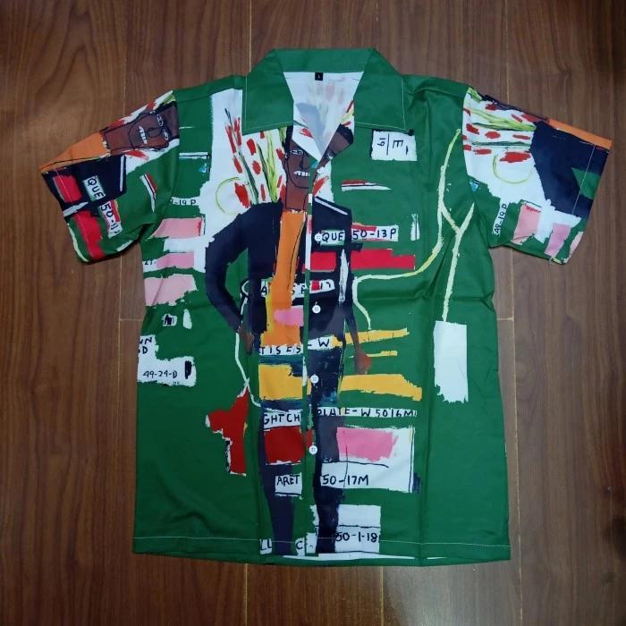 HL627 Jean-Michel Basquiat Paint Button Up Shirt / Kemeja Hawaii Wacko Maria OBRAL