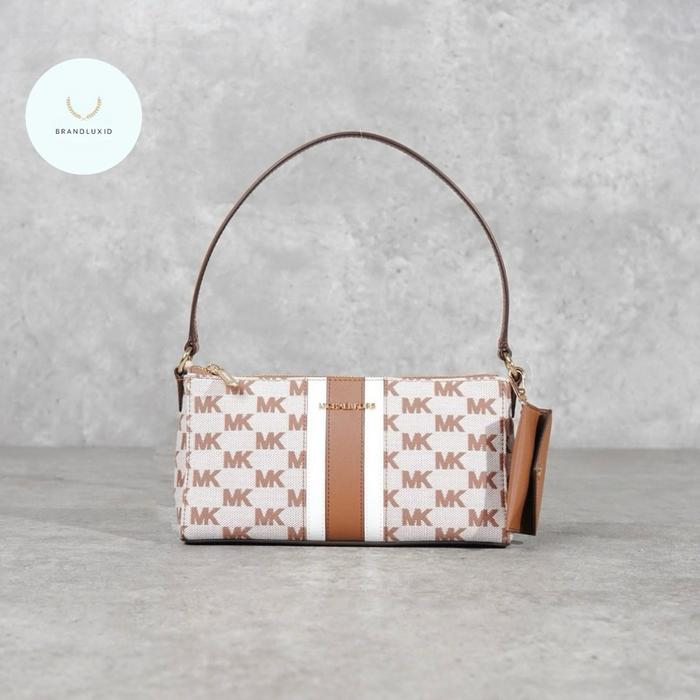 Brandluxid MK New Monogram Camel Hobo Bag With Pouch in White