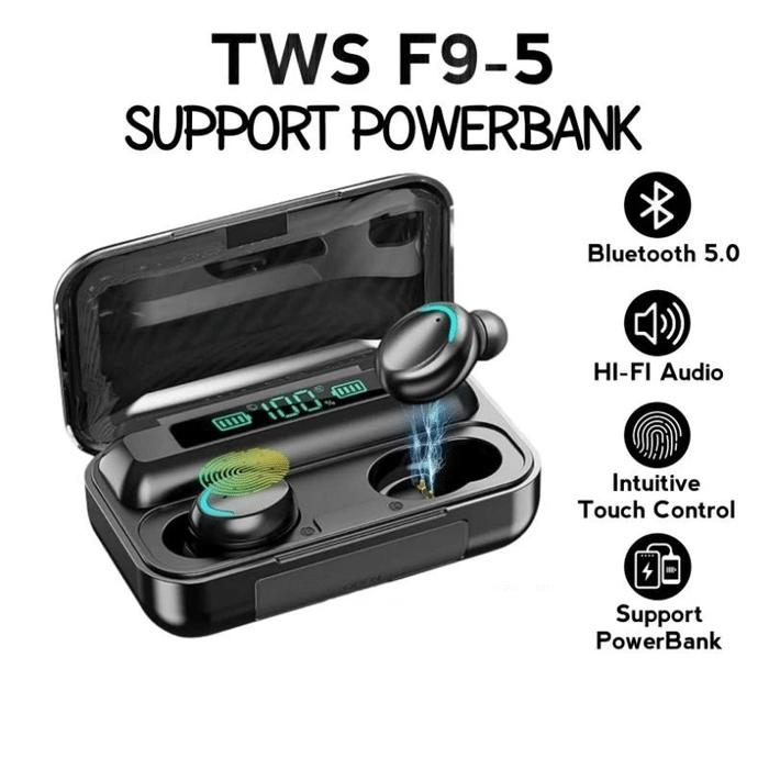 { OMG } HEADSET M10 DAN HEADSET F9-5 TWS BLUETOOTH GAMING POWERBANK / EARPHONE M10 PLUS POWERBANK &