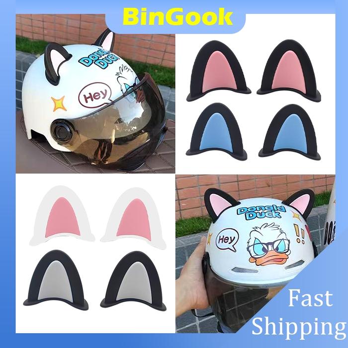 2 Pcs Hiasan Telinga Kucing Mobil Listrik Kuping Helm Kucing Helm Dekoratif Kucing Ornament Dekorasi