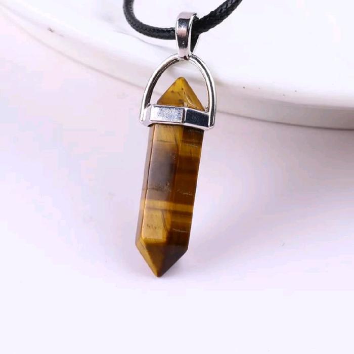 Kalung liontin batu Tiger eye Biduri sepah natural
