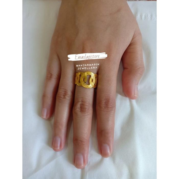Cincin Medium Lembar Gelembung Lapis Emas 999 Banjar