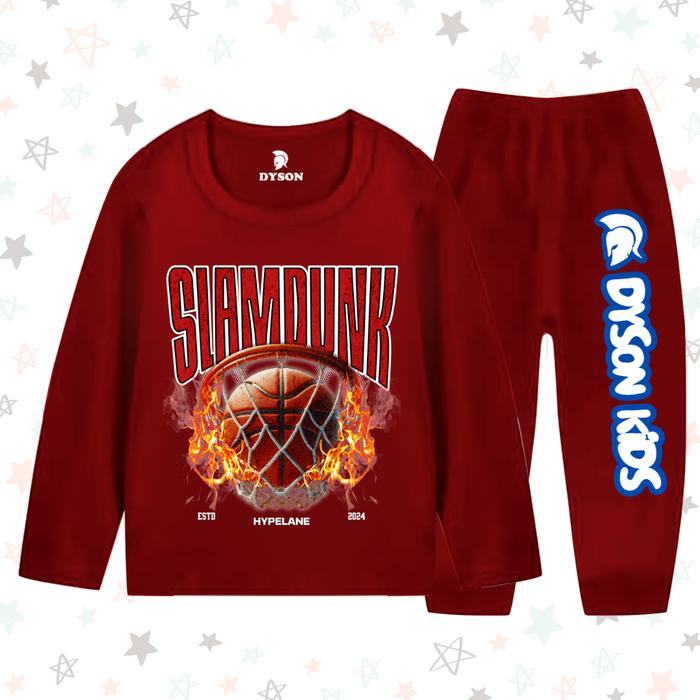 Piyama Baju Tidur Setelan Distro Motif Cowo Ring Basket Ball Keren Anak Laki Laki Lengan & Celana Pa