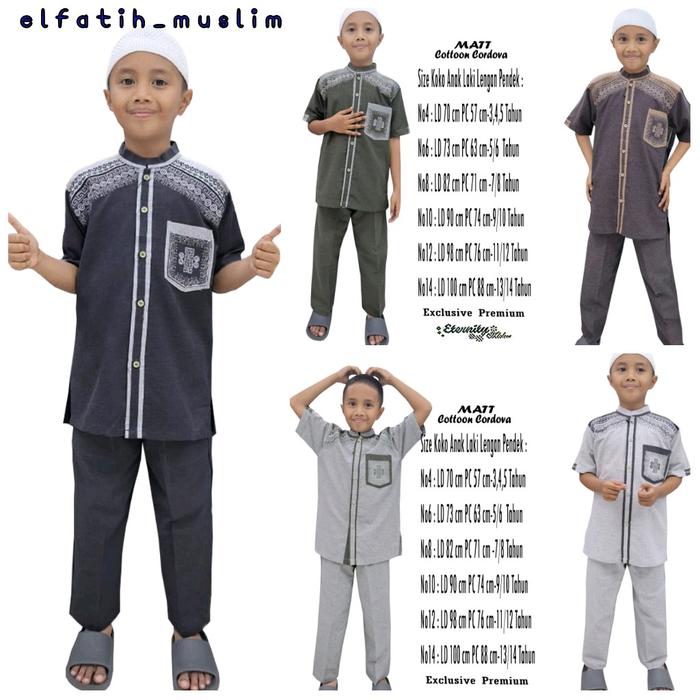 Setelan Celana koko anak laki-laki Model full kancing model terbaru koko eternity bahan katun Cordov
