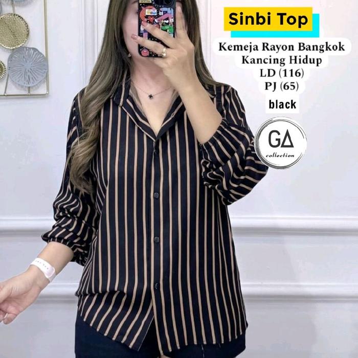 Sinbi top blouse /   Kemeja Rayon bangkok /  kancing hidup. lf 116 pb 65