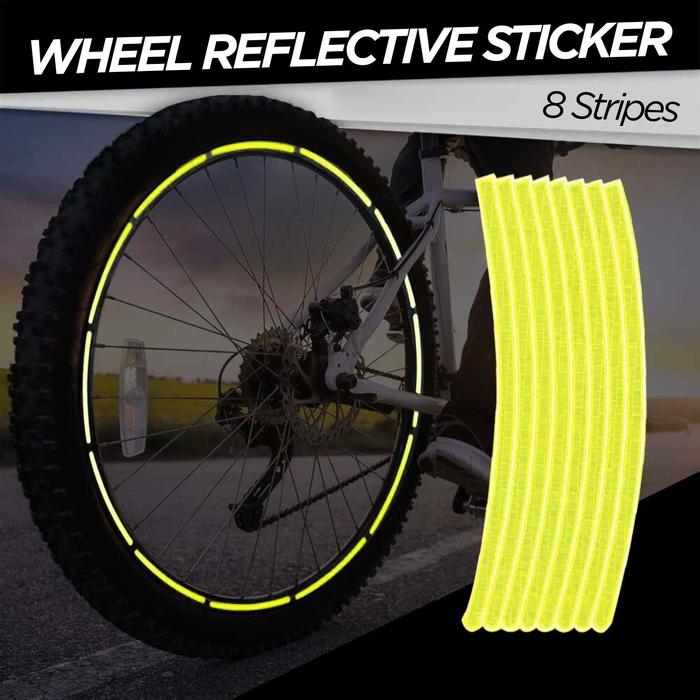 MalakuMall | Stiker Reflektif Velg Sepeda | Wheel Sticker 8 Strip | Dekorasi Gowes