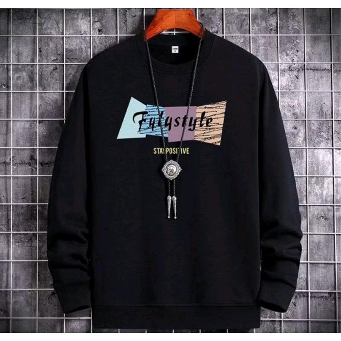 Hoodie Pria Aesthetic Distro populer Oversize unisex Sweater Fleece Cowok Keren Crewneck M Transpare