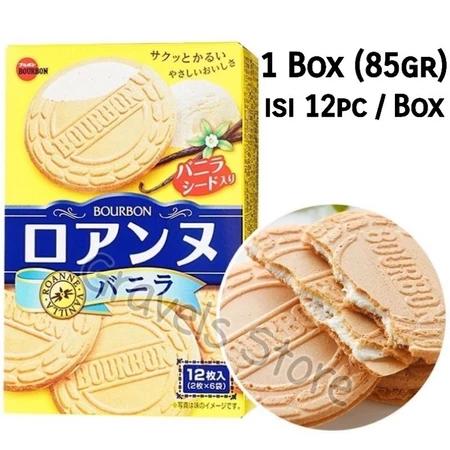 Bourbon Roanne Vanilla Wafer Cream 12pcs | Biskuit Wafer Krim Vanila | Snack Jepang