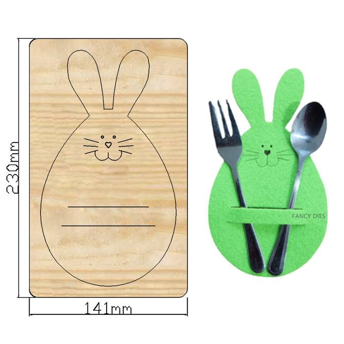 2022 New Easter Rabbit Cutlery Bag Bunny Cutlery Set Wood Cutting Die