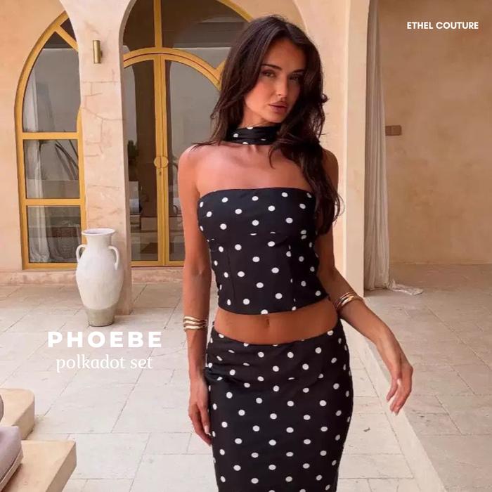 ETHEL COUTURE - Phoebe Polkadot Set / set haltertied lucu cantik imut office formal summer daily par
