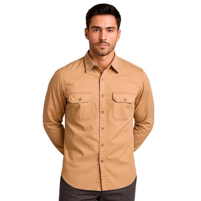 Kemeja Pria Lengan Panjang GAP Man Atasan Laki-laki Katun Krem Cream Earth Tone Kasual Casual Basic 