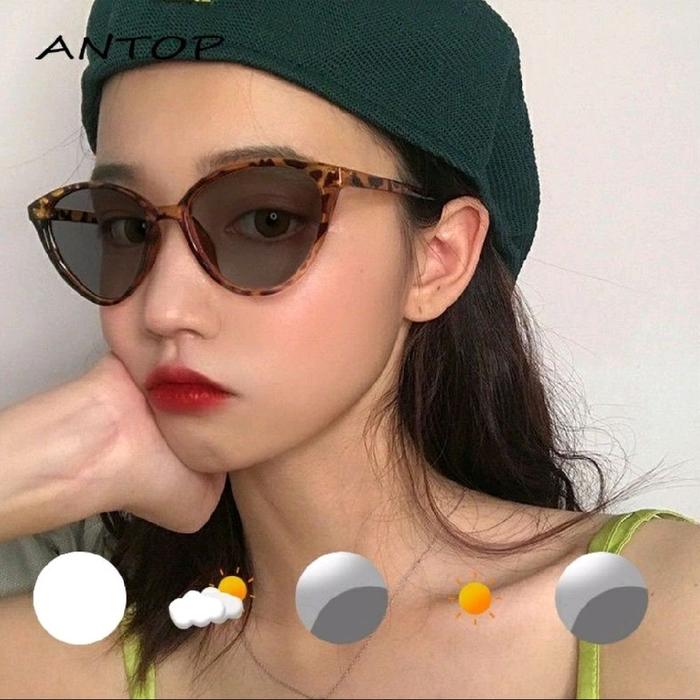 E(E47) KACAMATA PHOTOCROMIC INT CAT EYE FREE GIFT (1 POUCH LAP KACAMATA) Blue Cewek Cowok Dewasa Len