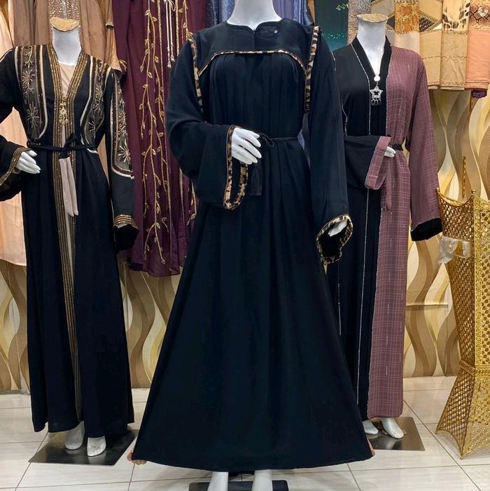 Abaya Bahan Hareer Nyaman Motif Leopard untuk Penampilan Elegan dan Nyaman