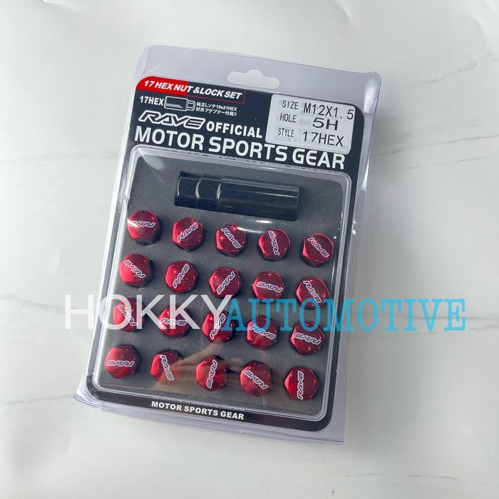 PREMIUM RAVE lug nut mur warna baut roda velg mobil racing merah 1,5mm 20pcs
