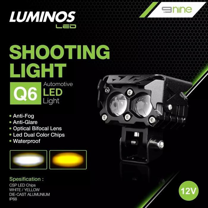 Lampu Tembak Laser 2 Mata Q6 High Low HiLo Putih Kuning Luminos 9Nine