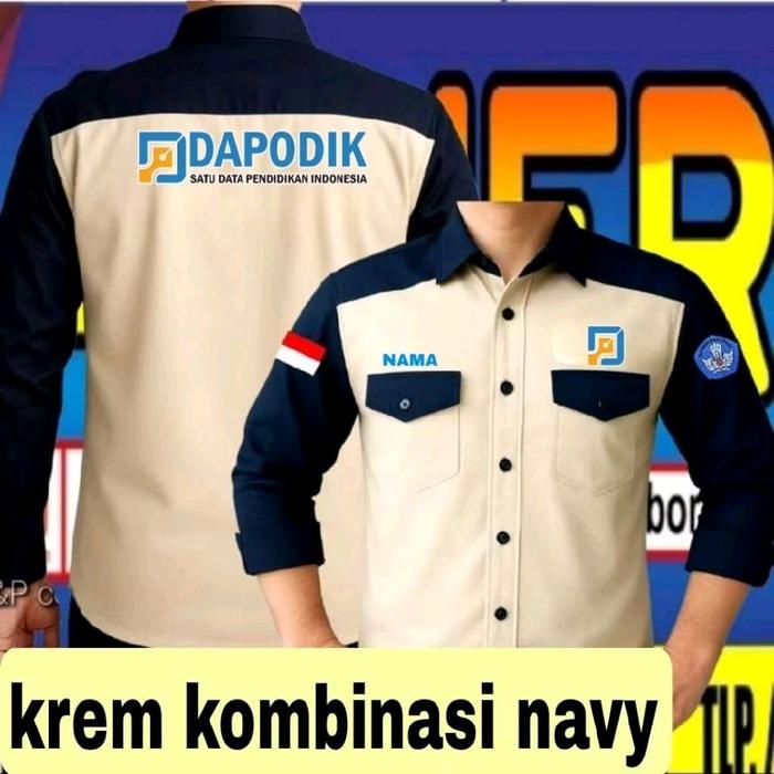 ready krem kombinasi navy bordir kemeja dapodik baju dapodik seragam dapodik Pdh dapodik Pdl dapodik