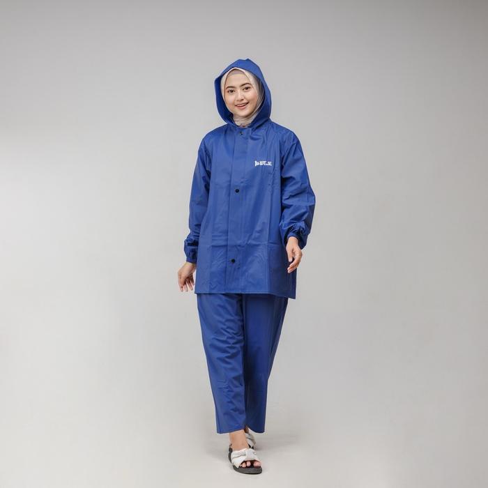 WEJE Jas Hujan Mantel Raincoat Stelan Celana Dewasa Laki-laki Perempuan Bahan PVC 025 Tebal Kuat Ela