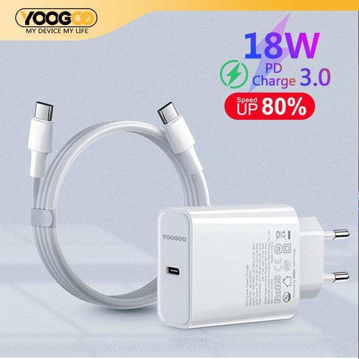 Original PD Charger Quick Charger Type-c To Type-c 18W Untuk OPPO XIAOMI HUAWEI Samsung