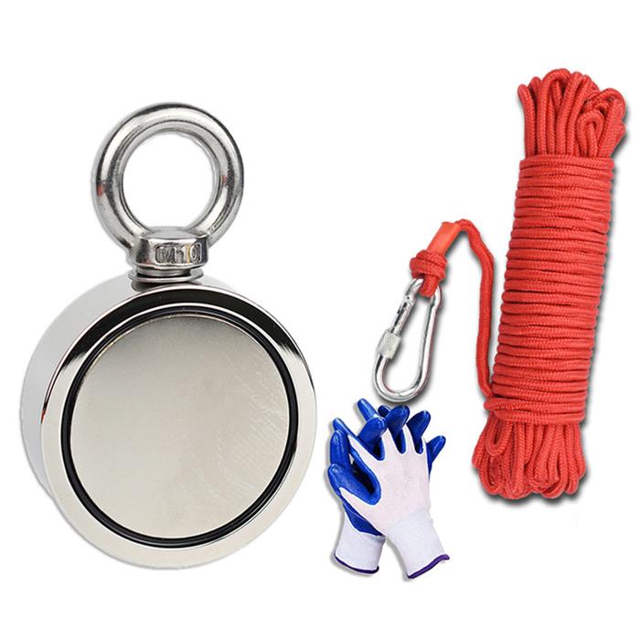 Fishing Magnet Rope+Gloves Double Sided Outdoor Seacher Magnet Deep