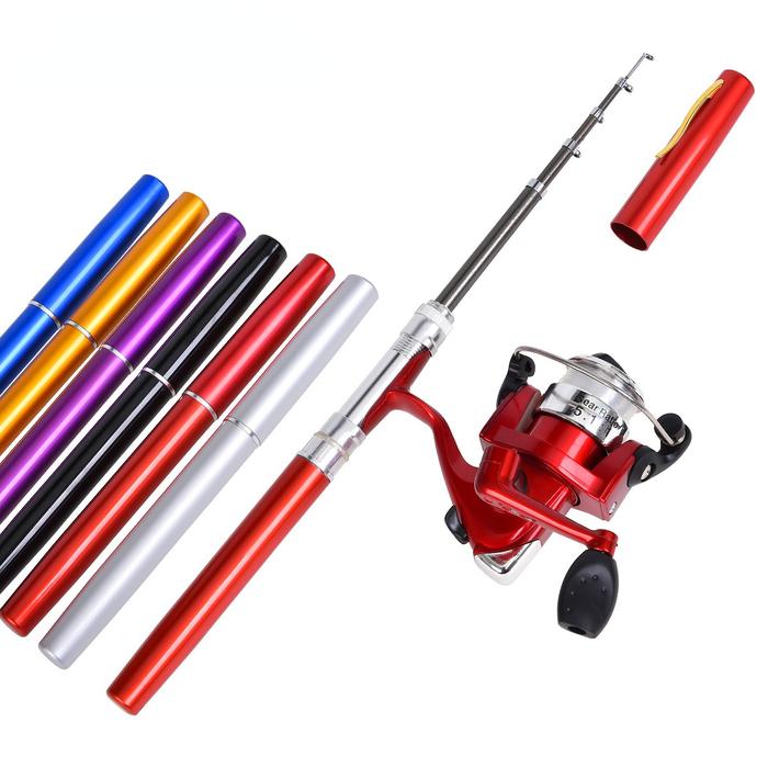 1Set Joran Pancing Pena Roda Putar Joran Pancing Saku Portabel Joran