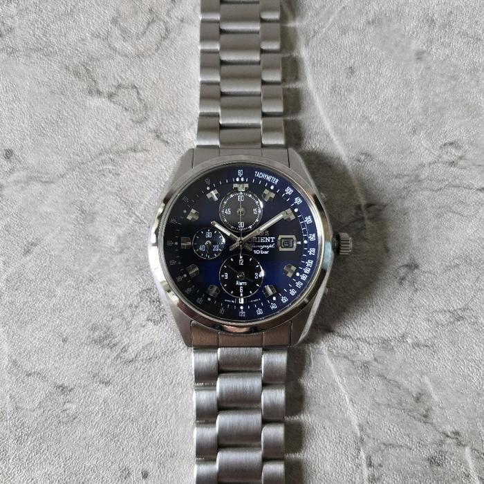 ORIENT SPORTS NEO 70's HORIZON DARK BLUE NAVY DIAL BIRU TUA DONGKER WV0011TY DATE PANDA CHRONOGRAPH 