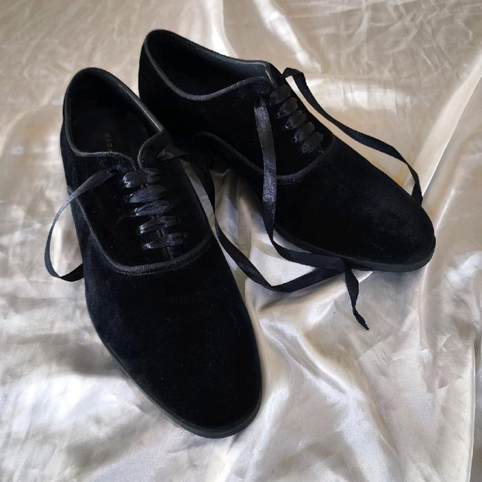 ZARA MAN Black Velvet Formal Shoes Sepatu Pria Tuxedo Pantofel Oxford 43