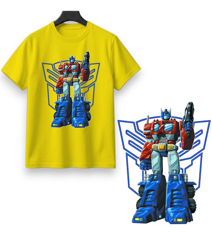 BLET -  Kaos baju anak cotton combed 100% sablon dtf robot transformers optimus prime blue truck usi
