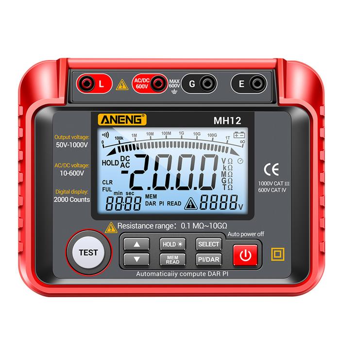 Digital Megohmmeter Insulation Resistance Meter Ohm Voltage Tester