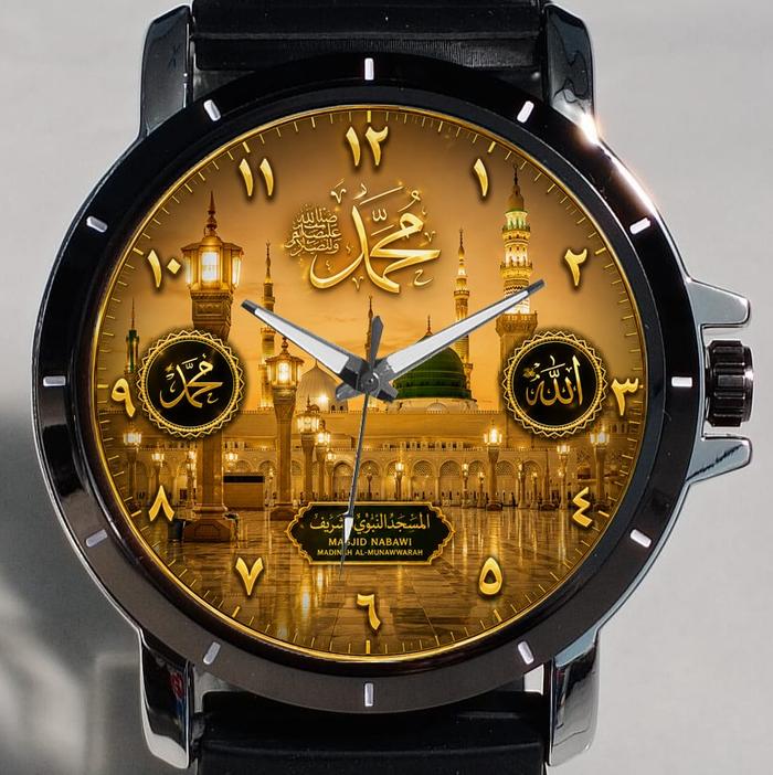 Jam Tangan Islami Premium Motif Makam Rasulullah SAW | pintu kabah | masjid nabawi motif emas