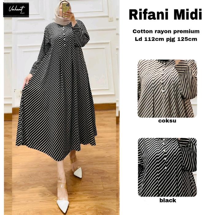 Rifani Midi by Valent Hijab Mini Dress Cantik Trendy Wanita Muslimah Fashion Baju Kekinian Nyaman El