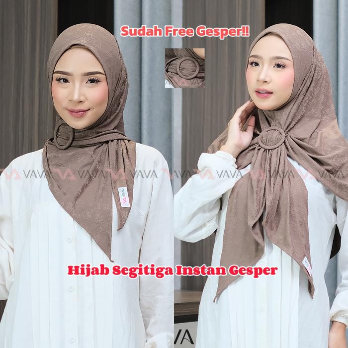 VAVA Hijab - Karina Hijab Segitiga Instan Free Gesper Motif Bunga Kecil Cantik