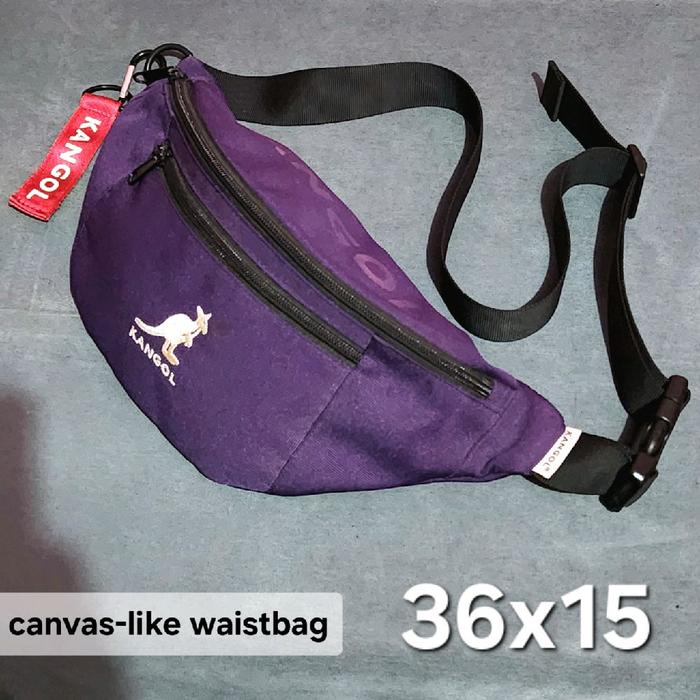 Preloved KANGOL Waistbag/Slingbag Tas Pinggang Canvas Polyester Purple Ungu Violet Embroidered/Bordi