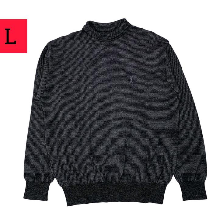 Kaos mock neck lengan panjang rajut - knit - wol YSL Pour Homme ( size L )