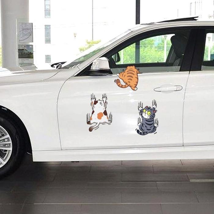 3Pcs Stiker Kucing Jatuh Stiker Mobil Lucu Keren / Sticker Cute Cat Cutting Sticker Mobil Kucing Jat