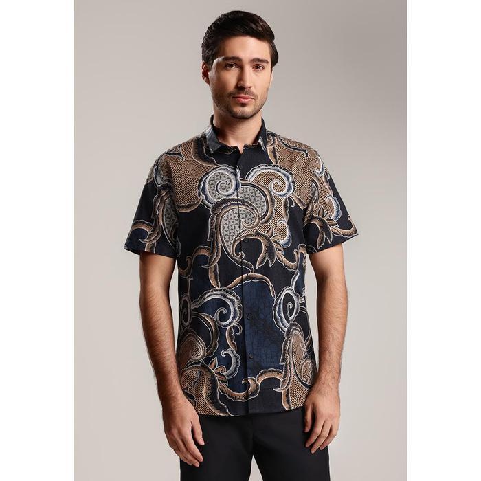 PROMO!! MOC - Kemeja Batik Pria Lengan Pendek Ragbani 4 - Black STOK TERBATAS!!