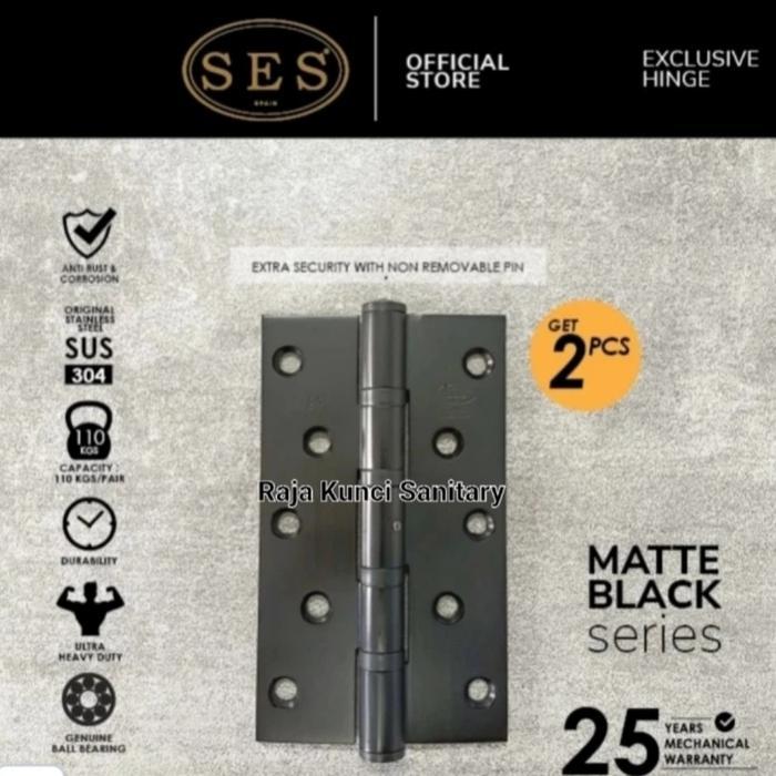 Engsel Pintu SES 6" × 3.5" x 5 mm x 4 BB Stainless SUS 304/Engsel SES