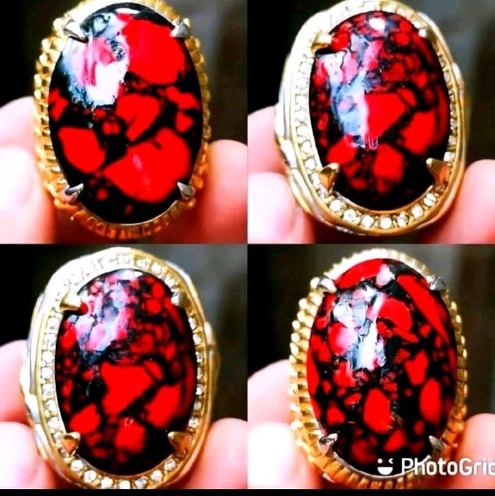 BATU AKIK VIRUS MERAH SERAT HITAM JUMBO