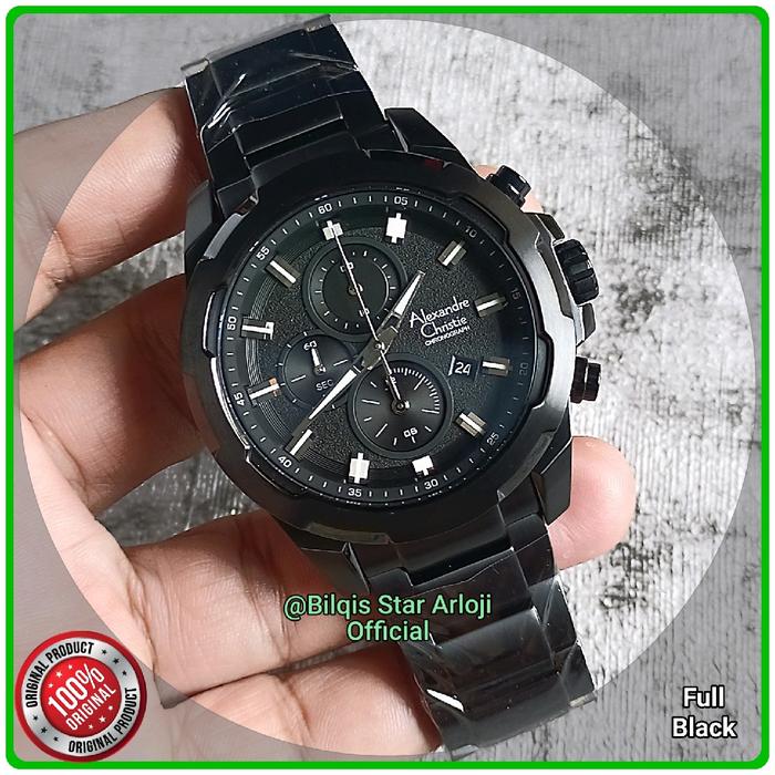 Alexandre Christie Pria Ac 6523 Mc Tali Rantai Full Black Original