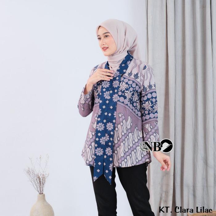 Blouse Batik Wanita Clara Lilac Modern Katun Primisima