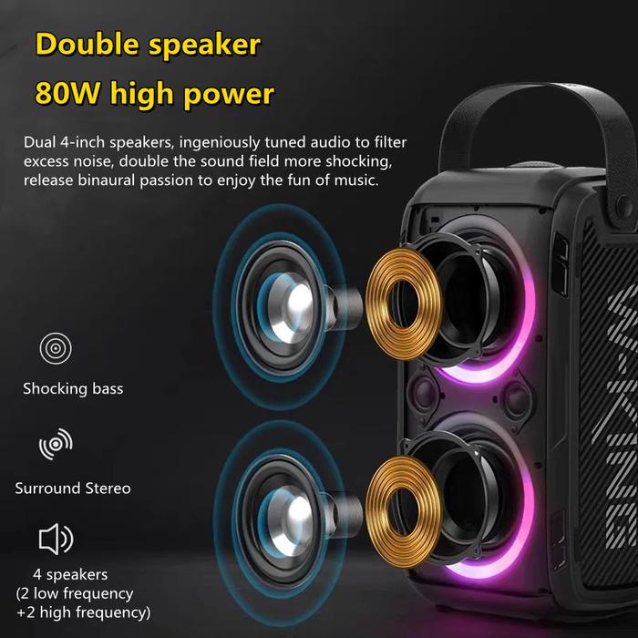 W-King T9 Outdoor Portable Wireless Bluetooth Speaker 80W Powerful