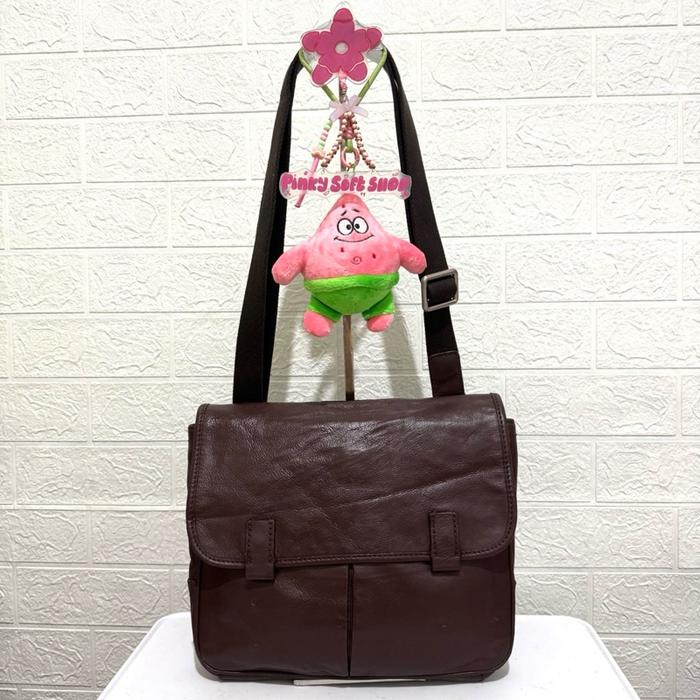 Tas sling bag fossil. Tas selempang kulit asli. Tas prelop. Tas pria cowok. Coklat