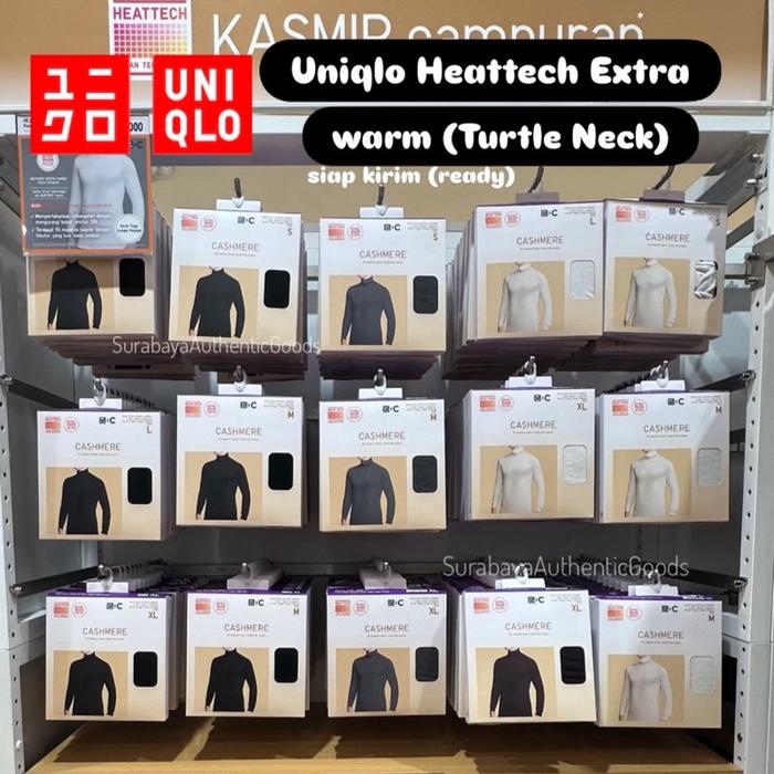 UNIQLO MEN Heattech Extra Warm Cashmere Kasmir Blend T-Shirt Turtle Neck / Long John Pria Wanita Dal