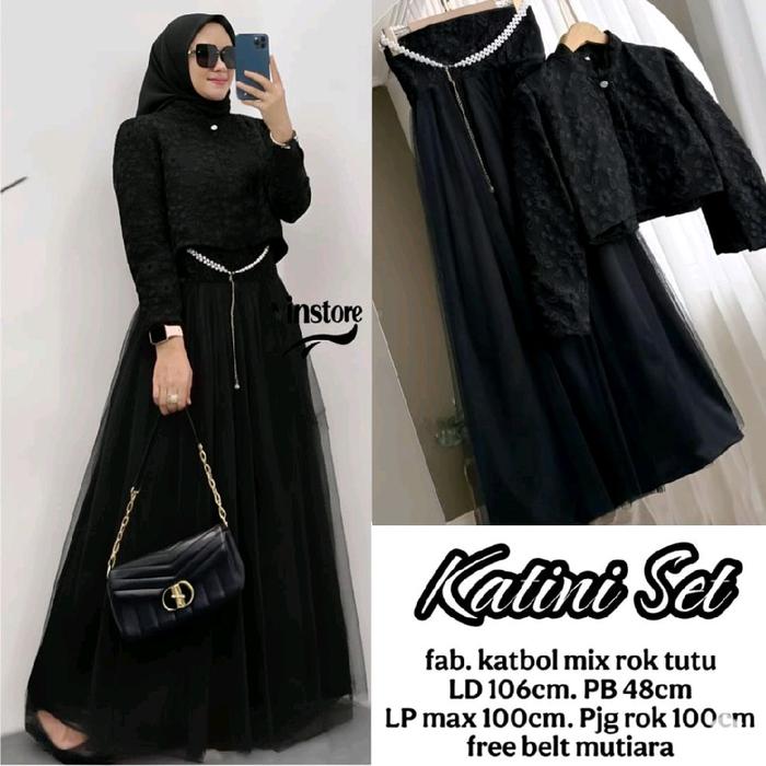 KATINI SET SETELAN WANITA ROK DAN ATASAN WANITA BAHAN KATUN PREMIUM MOTIF POLOS Tunik BajuSolo Elsir
