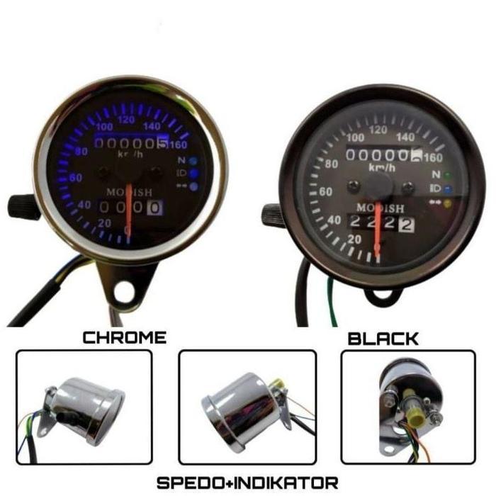 SPEEDOMETER BULAT KILOMETER STELAN LED PLUS INDIKATOR SEIN MOTOR UNIL