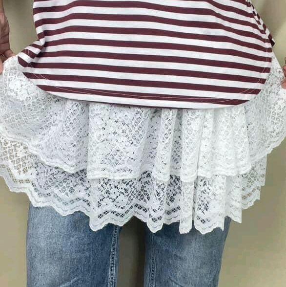 Rok Sambung Pemanjang Baju / Penutup Pinggul // Extender Skirt Lace Berukat 2 Layer Bawah Bergerigi