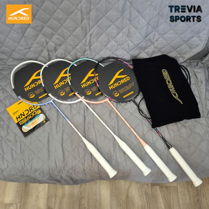 Raket Hundred Aura Lite Series Bonus Senar Hundred 600 + Tas Cover / Raket Bulu Tangkis / Badminton