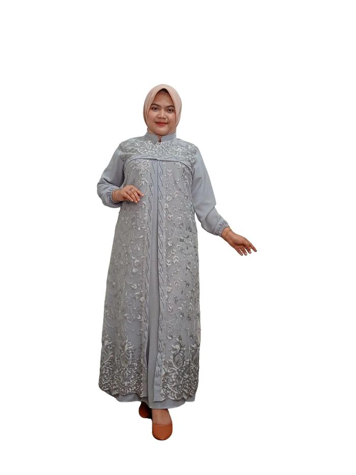 [COD] Gamis Brokat Maxi Muslim Swarosky Crinkle Air Flow Mix Brocade All nSize Fit To XL Ibu Menyusu