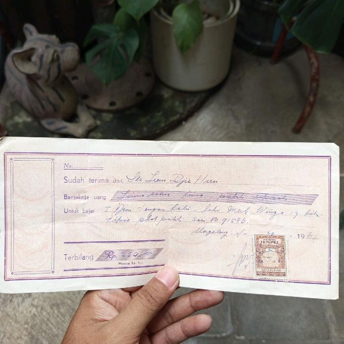 Kwitansi Jadul Pembelian Jam Tangan Wingo thn 1961